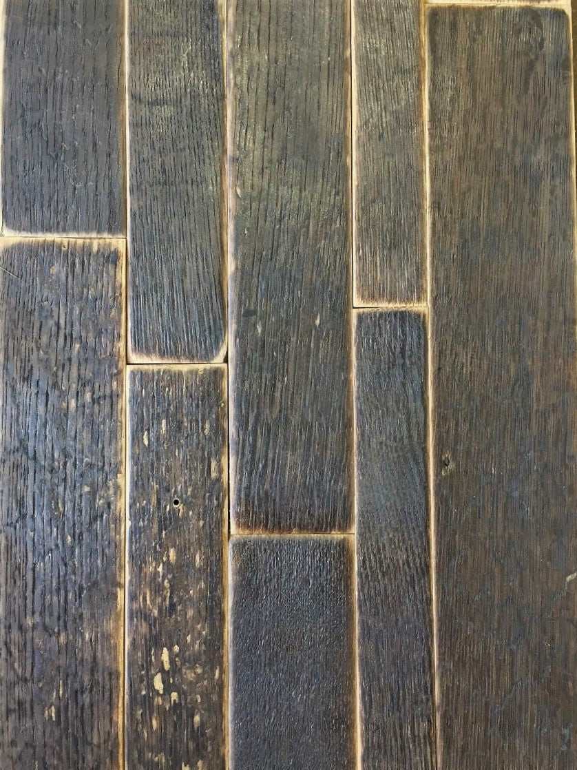 Charred Whiskey Barrel Stave Oak Wall Panels