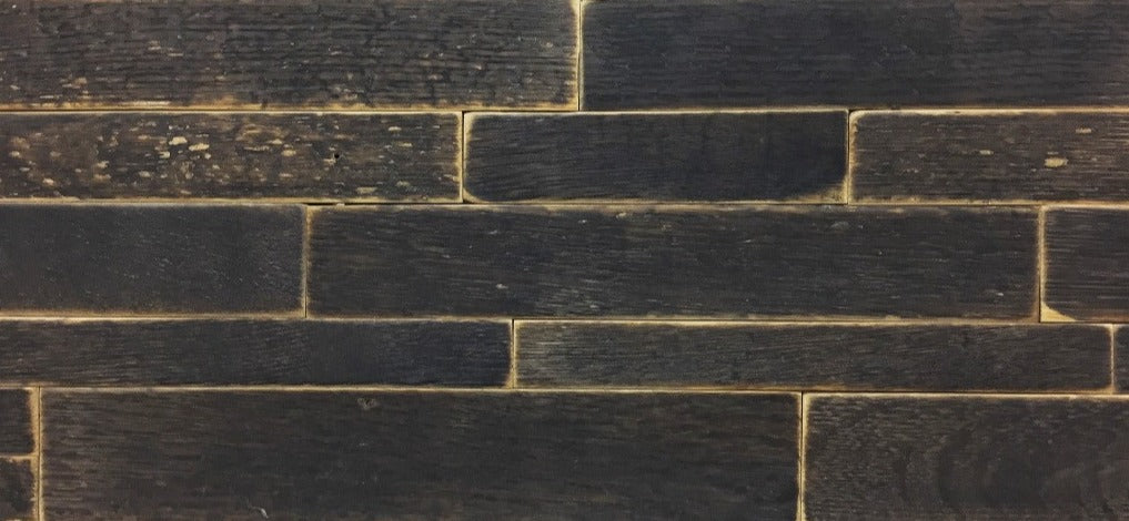 Charred Whiskey Barrel Stave Oak Wall Panels