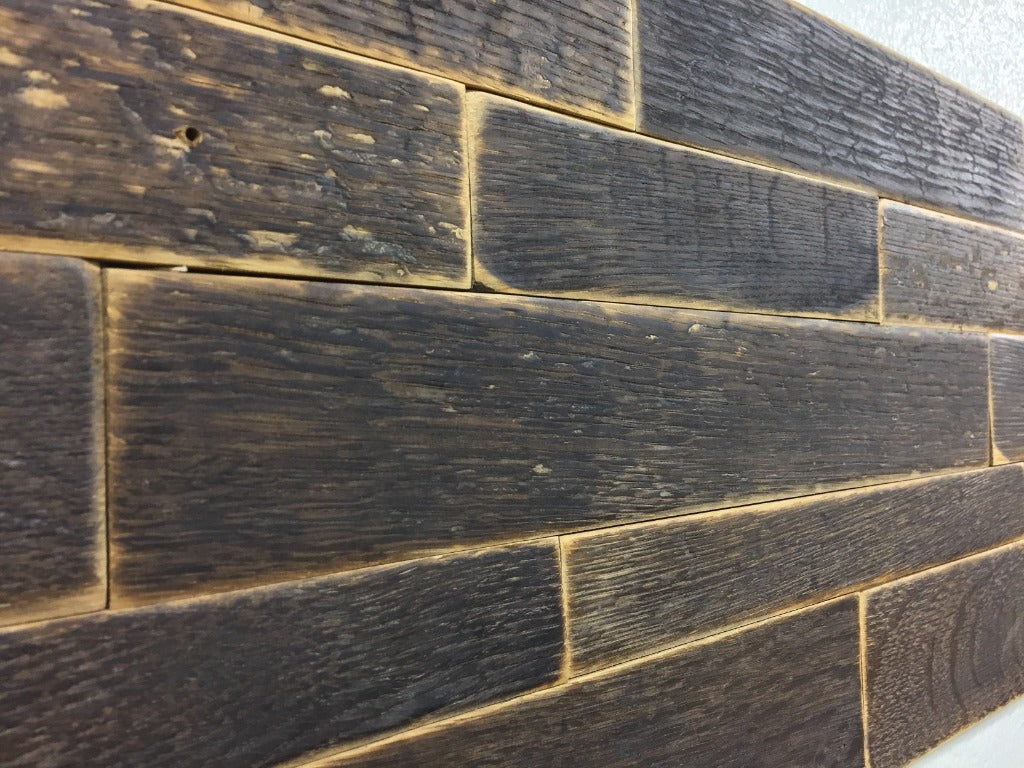 Charred Whiskey Barrel Stave Oak Wall Panels