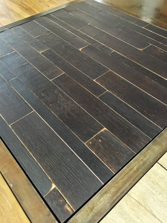Prefinished Charred  Whiskey Barrel Flooring By The Antique Barrel Collection