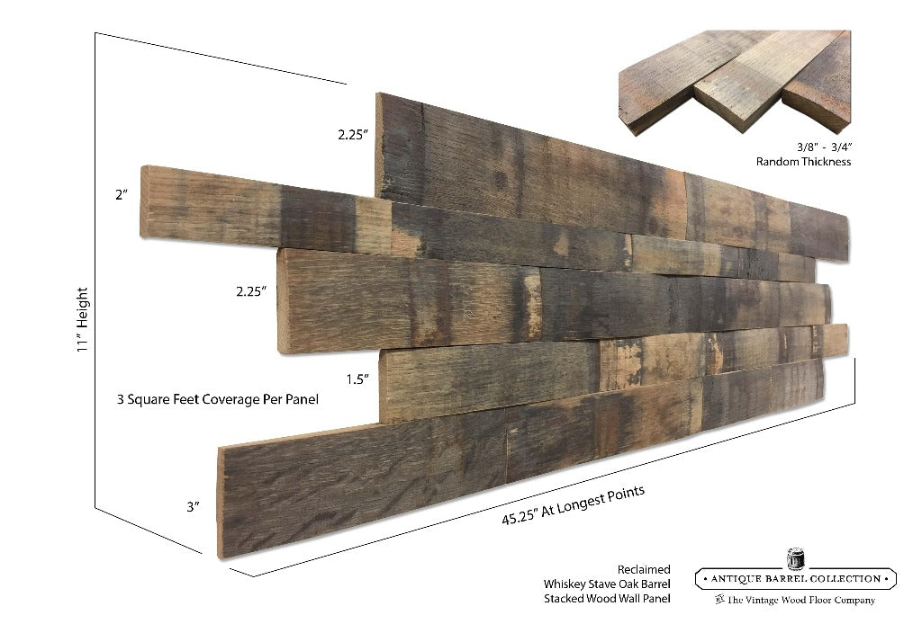 Whiskey Barrel Stave Wall Panels | Natural | By The Antique Barrel Collection