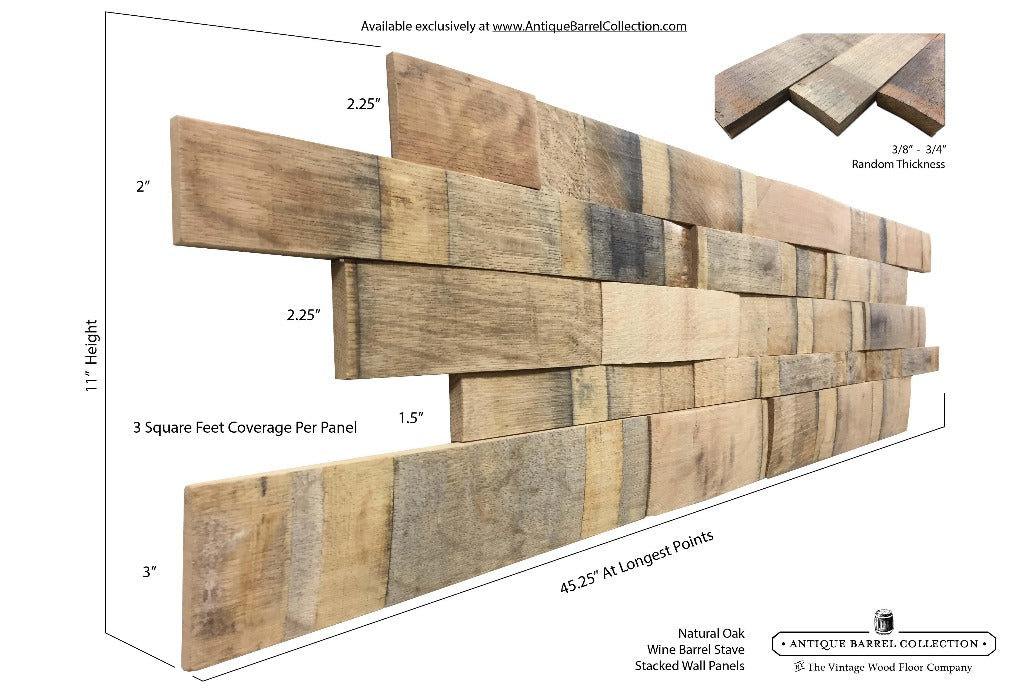 Wine Barrel Stave Wall Panels | Natural | By The Antique Barrel Collection